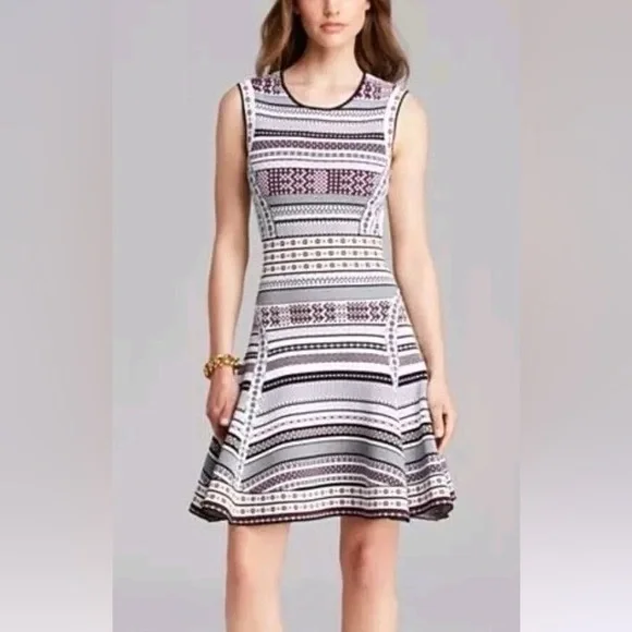 Diane Von Furstenberg Stretchy Eleanor Sleeveless Fit & Flare Jacquard Dress - Picture 1 of 15